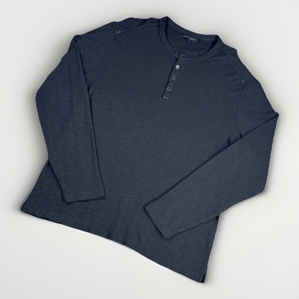 Robert‎ Barakett Gray Long Sleeve Henley Lightweight Pullover Size XXL